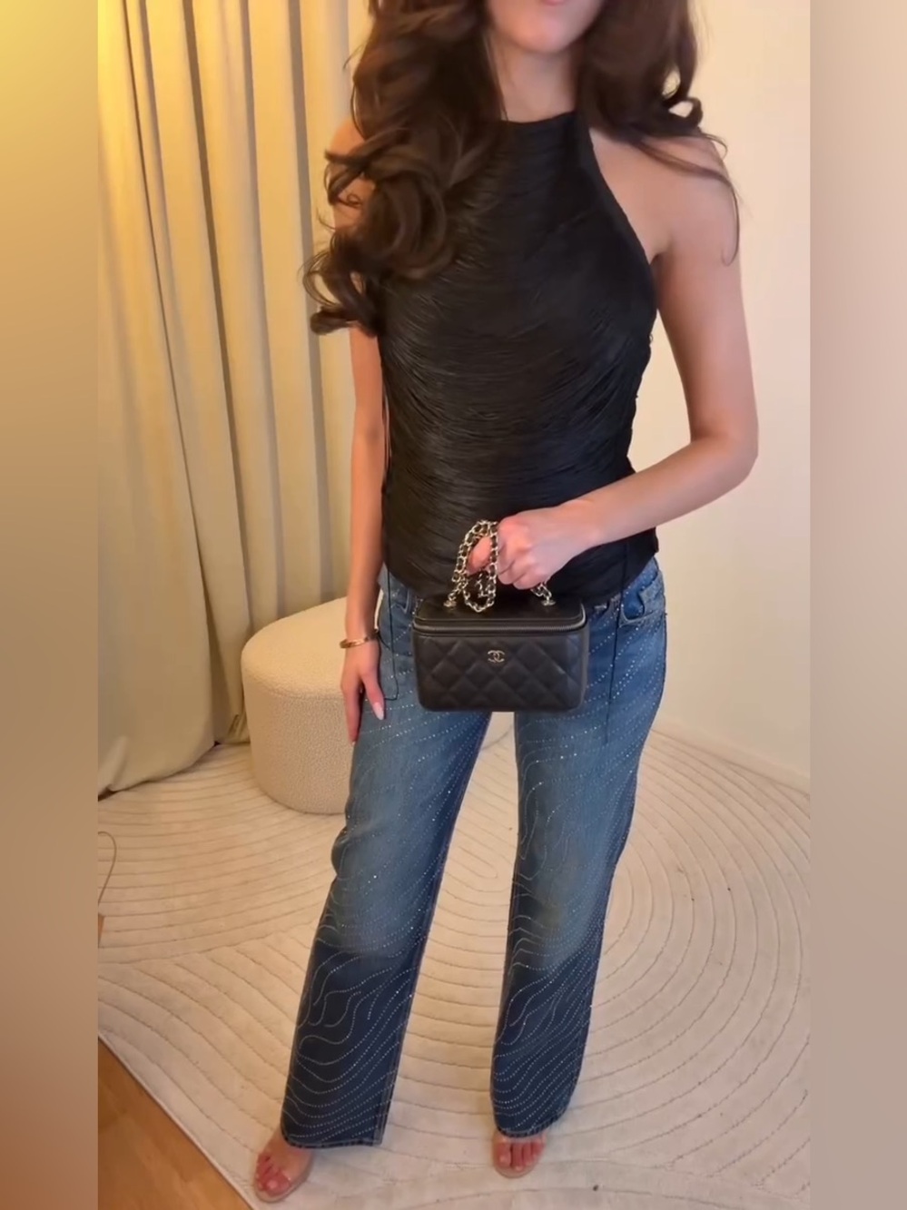 ZARA ~ Low Rise Wide Leg Rhinestone Jeans - Picture 14 of 15